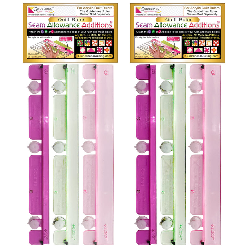 Seam Allowance Additions for Regular Rulers (Not for Guidelines Rulers) - 2 Ct.