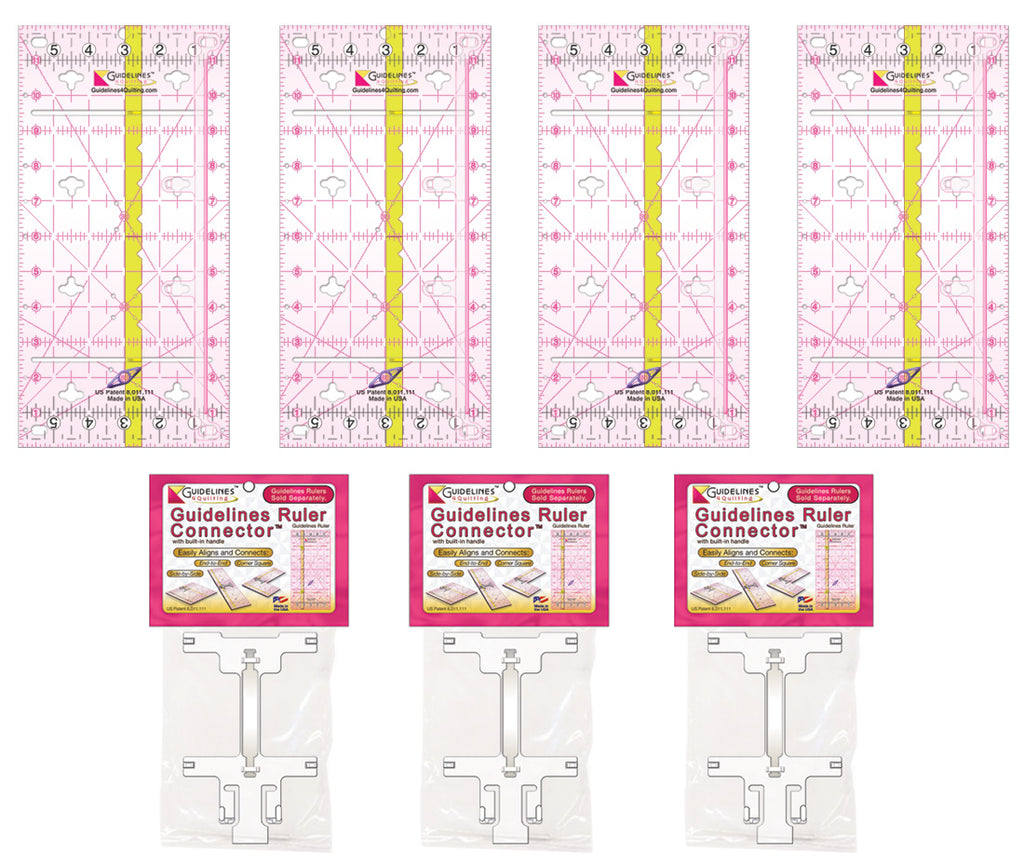 4 Guidelines Rulers with 3 Connectors Set