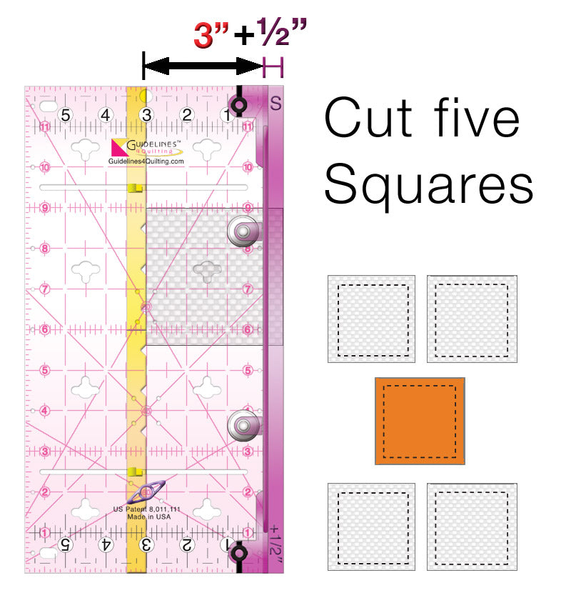 Finished-Size Quilting Set with 3 Guidelines Rulers: Make Quilt Blocks Any Size-No Math-No Dies.