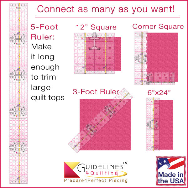 5 Guidelines Rulers with 4 Connectors Set