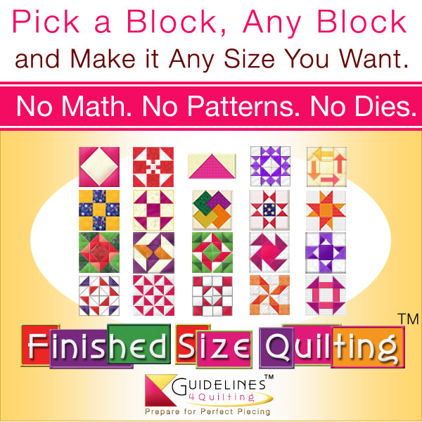 Super Easy Finished Size Quilting Set for Your 12" Acrylic Quilt Rulers by Guidelines4Quilting