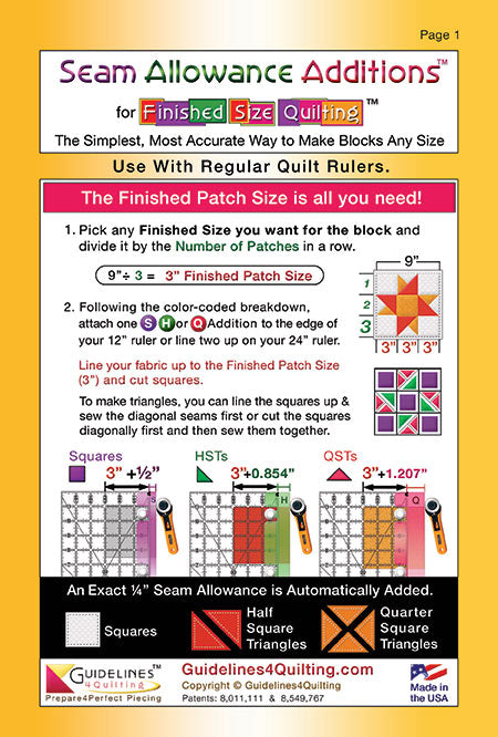 Finished-Size Quilting Booklet by Guidelines4Quilting