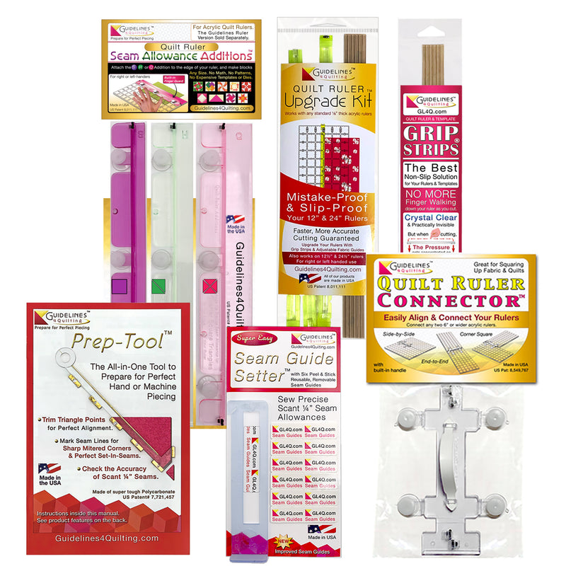 Super Easy Finished Size Quilting Set for Your 12" Acrylic Quilt Rulers by Guidelines4Quilting