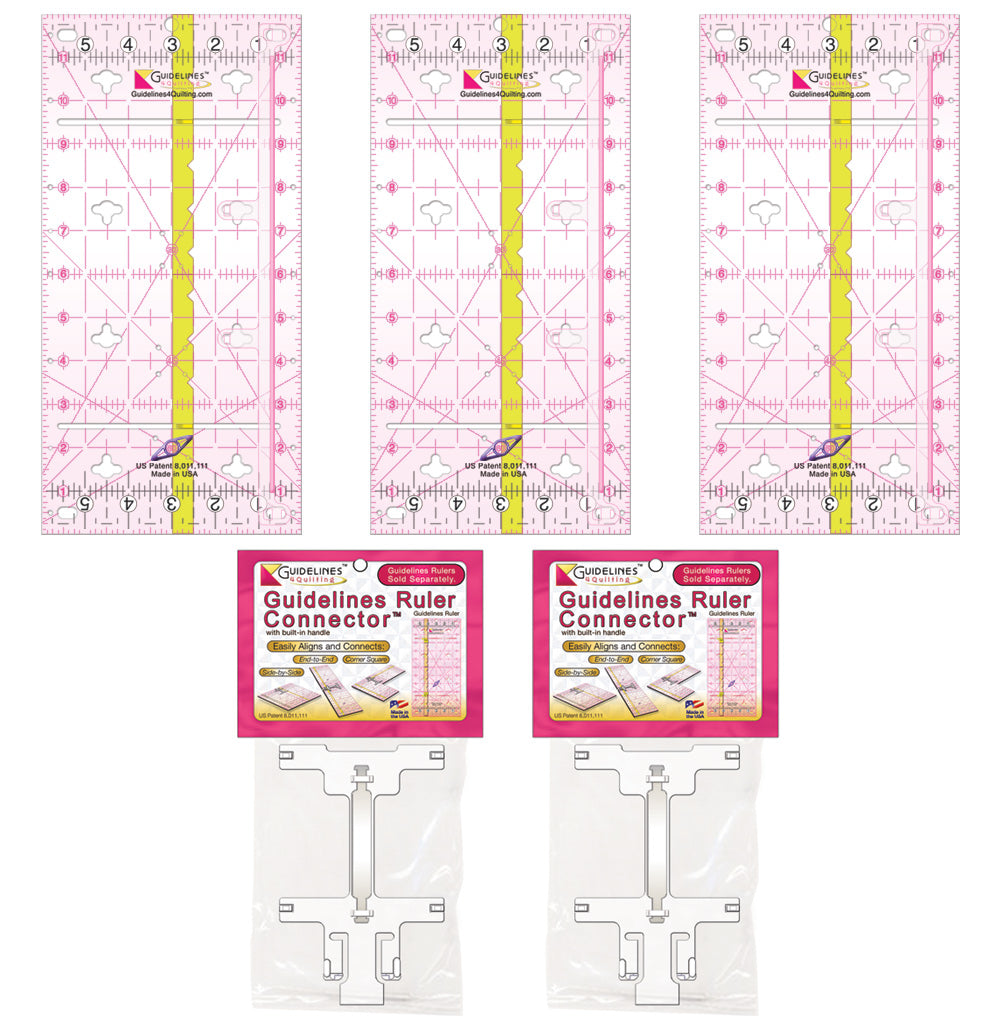 3 Guidelines Rulers with 2 Connectors Set