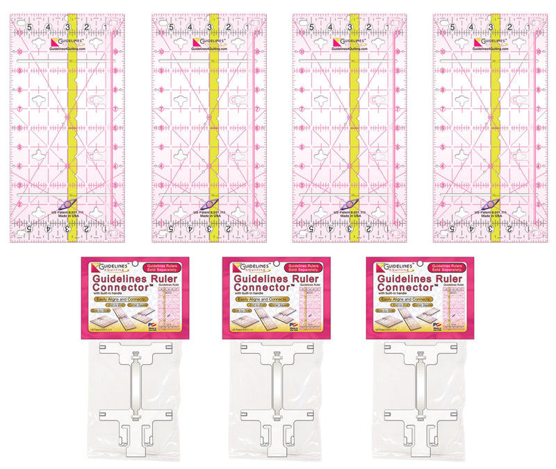 4 Guidelines Rulers with 3 Connectors Set