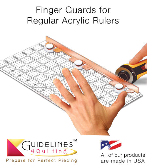 Finger Guards for Regular Acrylic Quilt Rulers for Rotary Cutting Safety